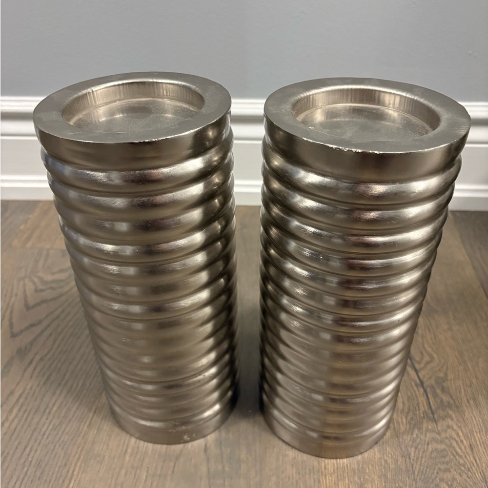 Urban barn tall ridged candle holders 11” height EUC